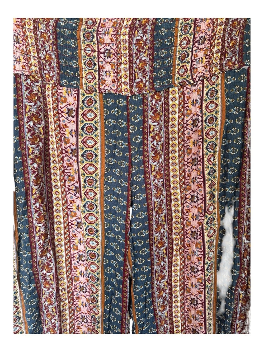 Bohemian Striped Wide-Leg Pants in Pink & Navy - Picture 3 of 6